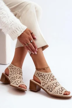 Sandały Ażurowe|Sandały Na Obcasie><noscript><img width=