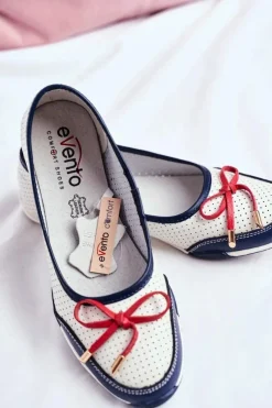 Clearance Ażurowe Skórzane Baleriny Biało-Czerwone Erdola Damskie Baleriny Skórzane|Baleriny Klasyczne