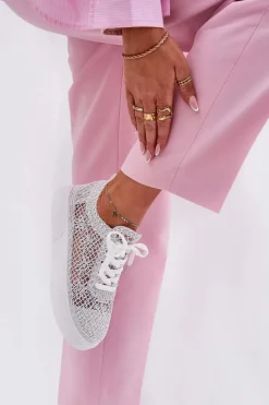 Buty Sportowe Na Platformie|Sneakersy Damskie>Boto Ażurowe Tenisówki Damskie Na Platformie Białe Aranelith Biały