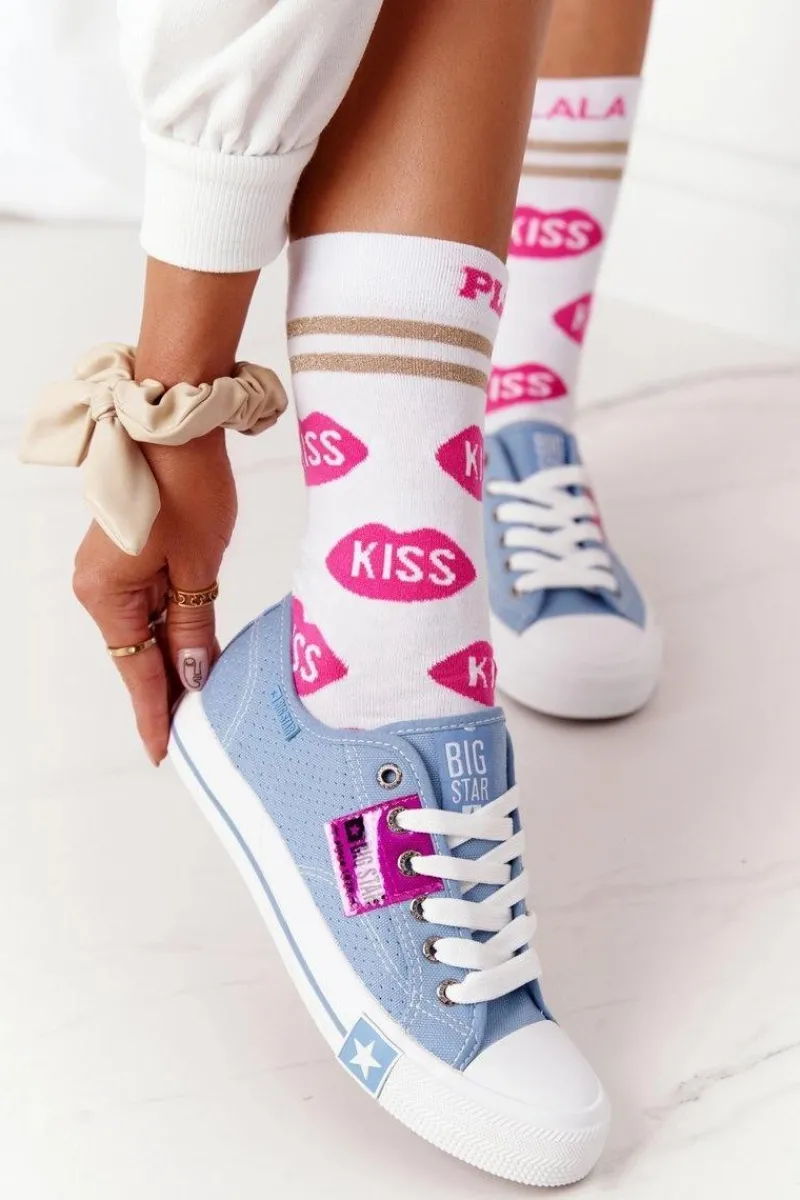 Ażurowe Trampki Damskie BIG STAR FF274037 Niebieskie Damskie Trampki Damskie Big Star|Trampki Damskie Niskie