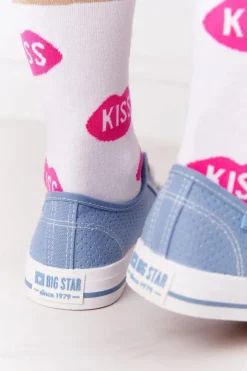 Ażurowe Trampki Damskie BIG STAR FF274037 Niebieskie Damskie Trampki Damskie Big Star|Trampki Damskie Niskie