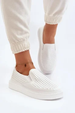 New Boto Ażurowe Trampki Slip-on Damskie Białe Echossia