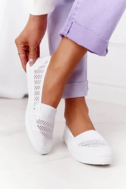 New Boto Ażurowe Wsuwane Tenisówki Slip-On Białe Chillout