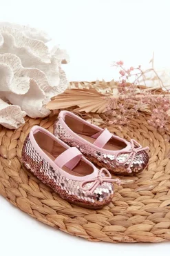 Online Balerinki Dziecięce Ozdobione Cekinami Różowe Weries Dzieci Balerinki Dziecięce