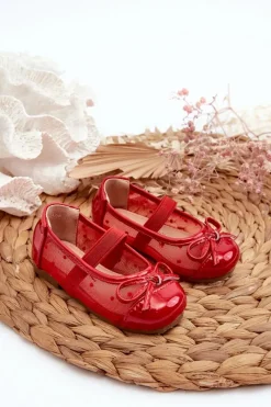 Best Boto Balerinki Dziecięce Z Kokardką Czerwone Jellema Czerwony