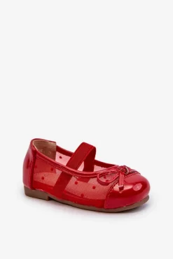 Best Boto Balerinki Dziecięce Z Kokardką Czerwone Jellema Czerwony