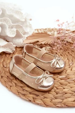 Online Boto Balerinki Dziecięce Z Kokardką Złote Jellema Złoty