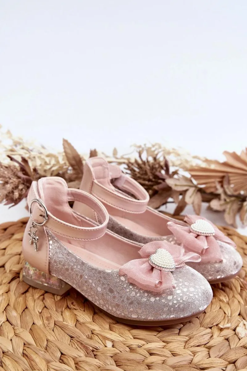 Balerinki Dziecięce>Boto Balerinki Dziecięce Z Kokardą Różowe Nanthea