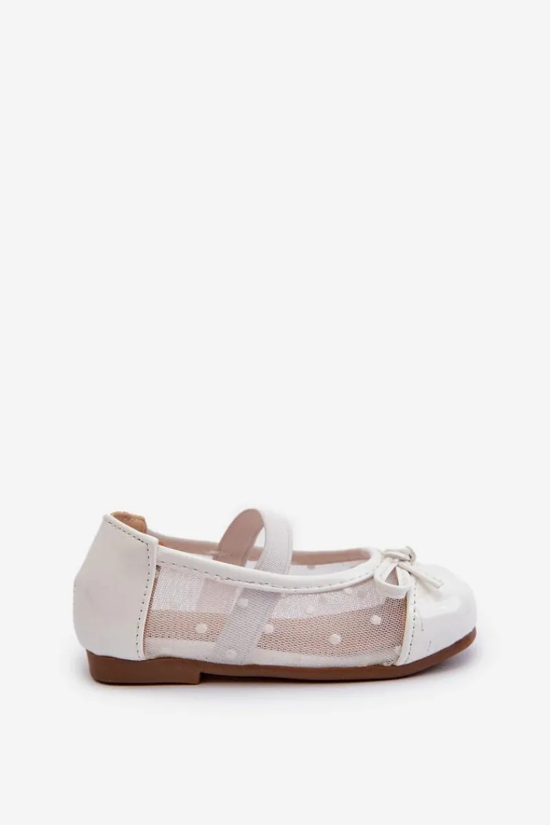 Balerinki Dziecięce>Boto Balerinki Dziecięce Z Kokardką Białe Jellema Biały