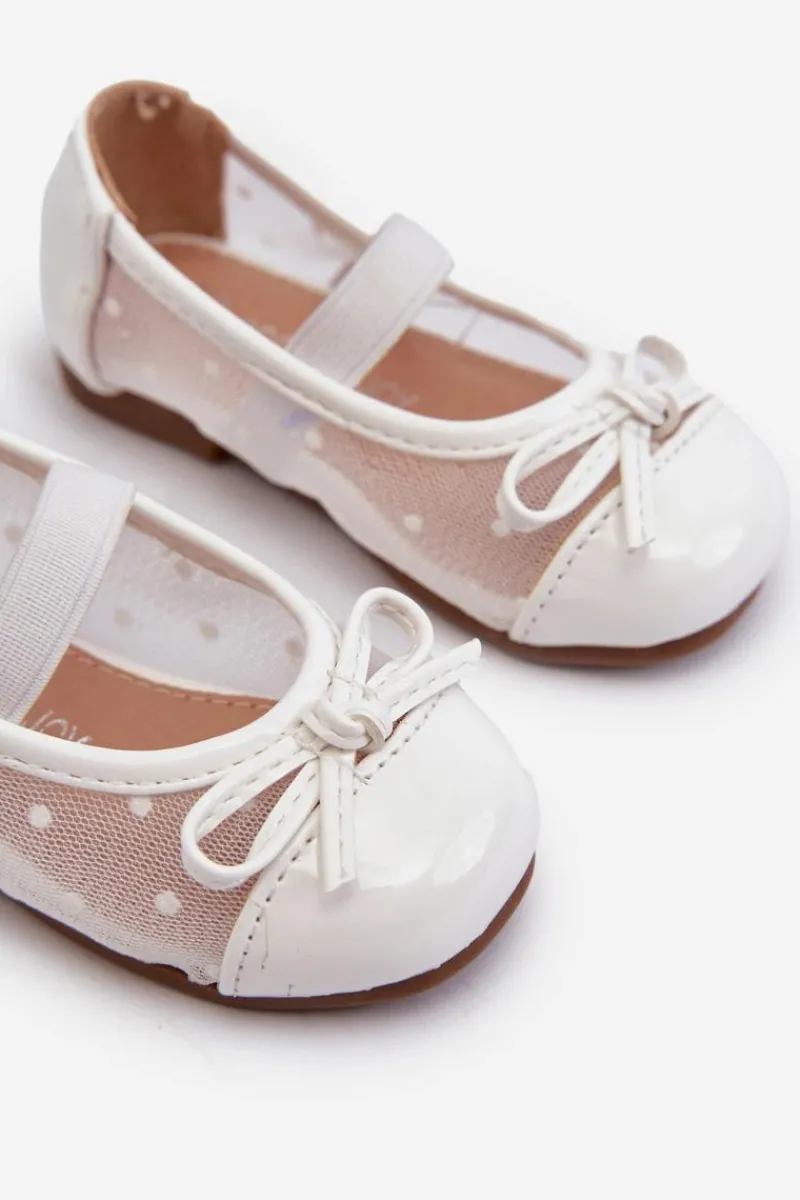 Balerinki Dziecięce>Boto Balerinki Dziecięce Z Kokardką Białe Jellema Biały