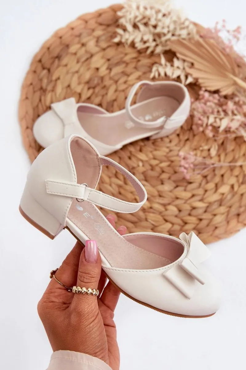 New Balerinki Dziewczęce Z Kokardą Białe Andarifa Dzieci Balerinki Dziecięce