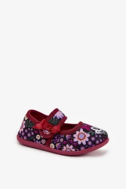 New Boto Balerinki Kapcie Dla Dziewczynek MINNIE MOUSE Bordowe Nomi