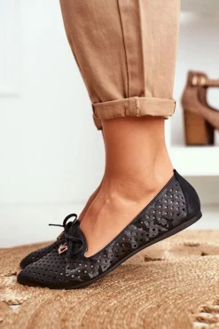 Discount Buty damskie Vinceza Baleriny Damskie Ażurowe Czarne Manam