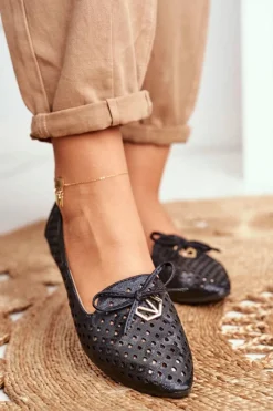 Discount Buty damskie Vinceza Baleriny Damskie Ażurowe Czarne Manam