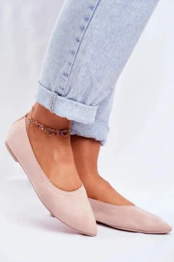 Online Boto Baleriny Damskie Eko-Zamsz Beżowe Bellissima