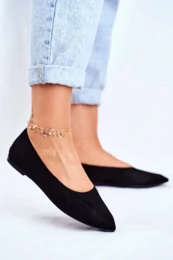 Discount Baleriny Damskie Eko-Zamsz Czarne Bellissima Damskie Baleriny Klasyczne