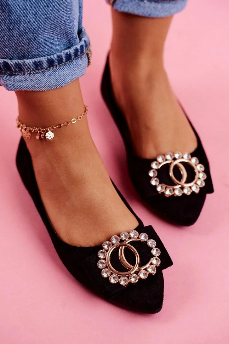 Sale Boto Baleriny Damskie Eko-Zamsz Czarne Montreal