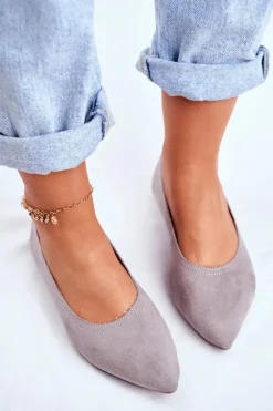 New Boto Baleriny Damskie Eko-Zamsz Szare Bellissima