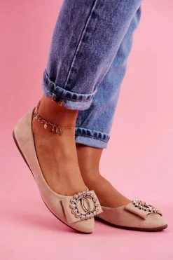 Boto Baleriny Damskie Eko-Zamsz Beżowe Montreal