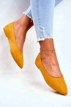 Sale Boto Baleriny Damskie Eko-Zamsz Żółte Bellissima