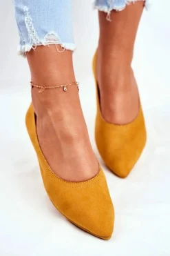 Sale Boto Baleriny Damskie Eko-Zamsz Żółte Bellissima