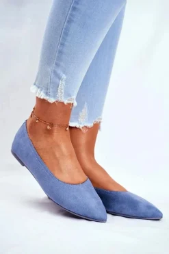 Baleriny Damskie Eko-Zamsz Niebieskie Bellissima Damskie Baleriny Klasyczne