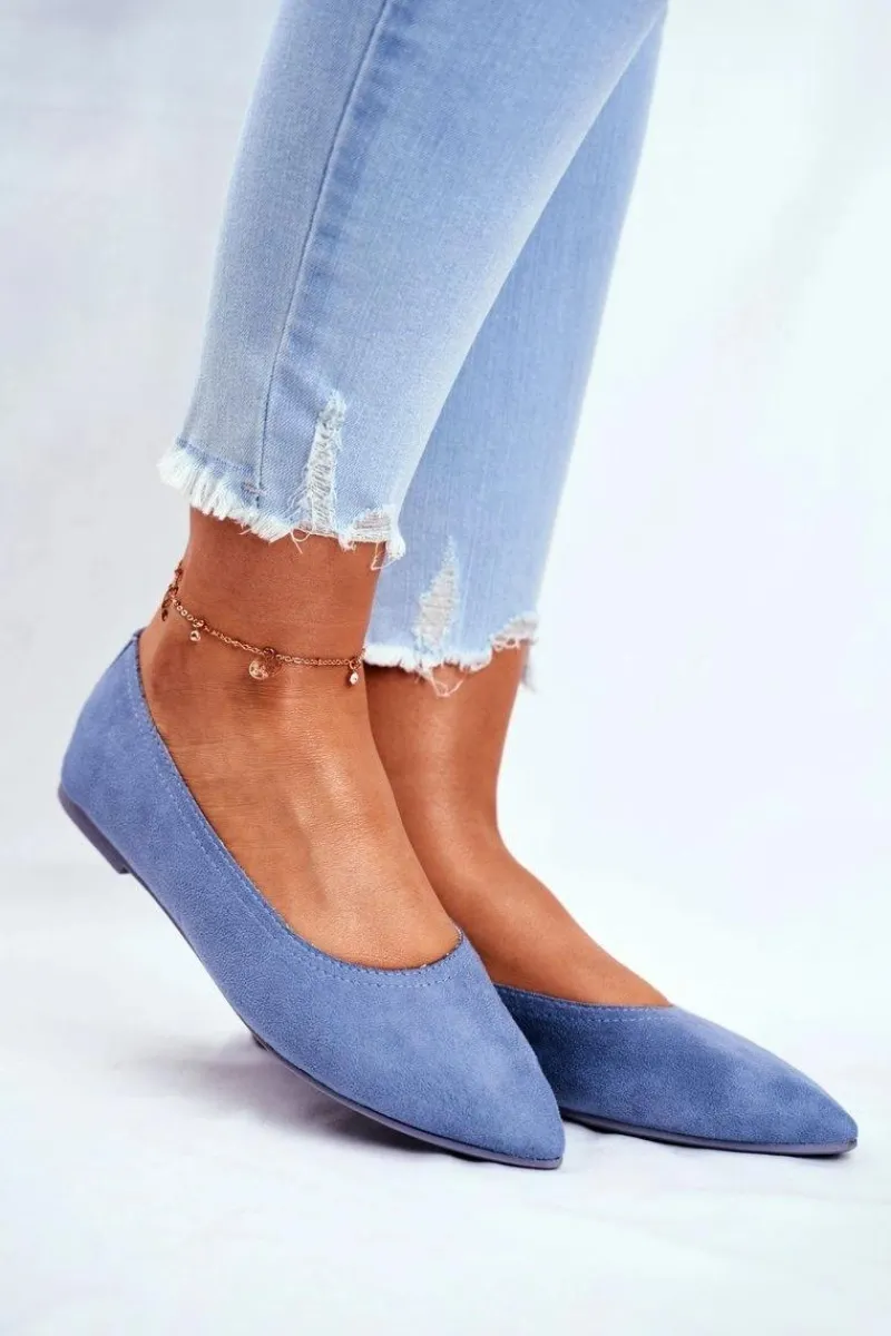 Baleriny Damskie Eko-Zamsz Niebieskie Bellissima Damskie Baleriny Klasyczne