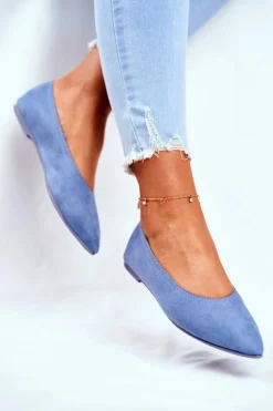 Baleriny Damskie Eko-Zamsz Niebieskie Bellissima Damskie Baleriny Klasyczne