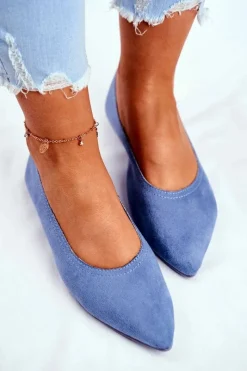 Baleriny Damskie Eko-Zamsz Niebieskie Bellissima Damskie Baleriny Klasyczne