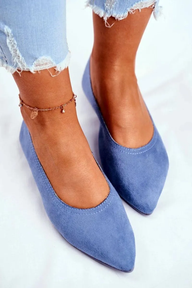 Baleriny Damskie Eko-Zamsz Niebieskie Bellissima Damskie Baleriny Klasyczne