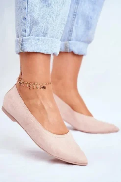 Online Baleriny Damskie Eko-Zamsz Różowe Bellissima Damskie Baleriny Klasyczne