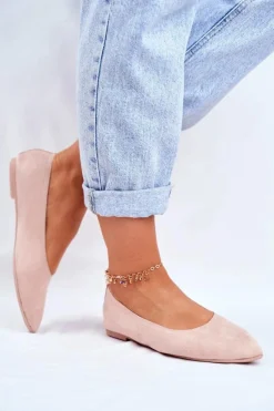 Online Baleriny Damskie Eko-Zamsz Różowe Bellissima Damskie Baleriny Klasyczne