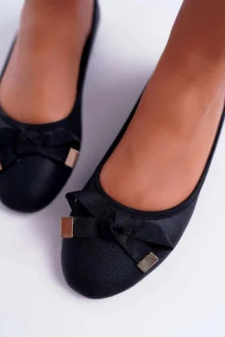 Baleriny Klasyczne>Boto Baleriny Damskie Eleganckie Czarne LaDonna