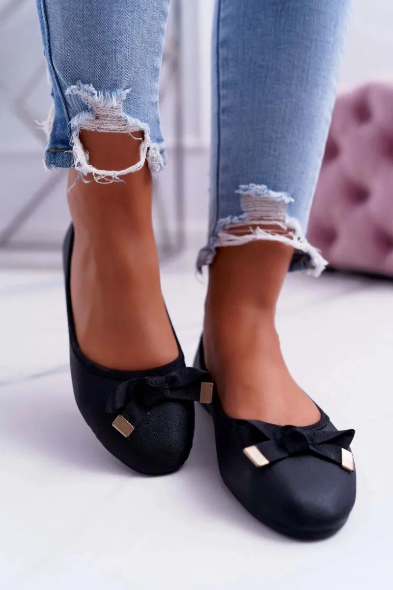 Baleriny Klasyczne>Boto Baleriny Damskie Eleganckie Czarne LaDonna