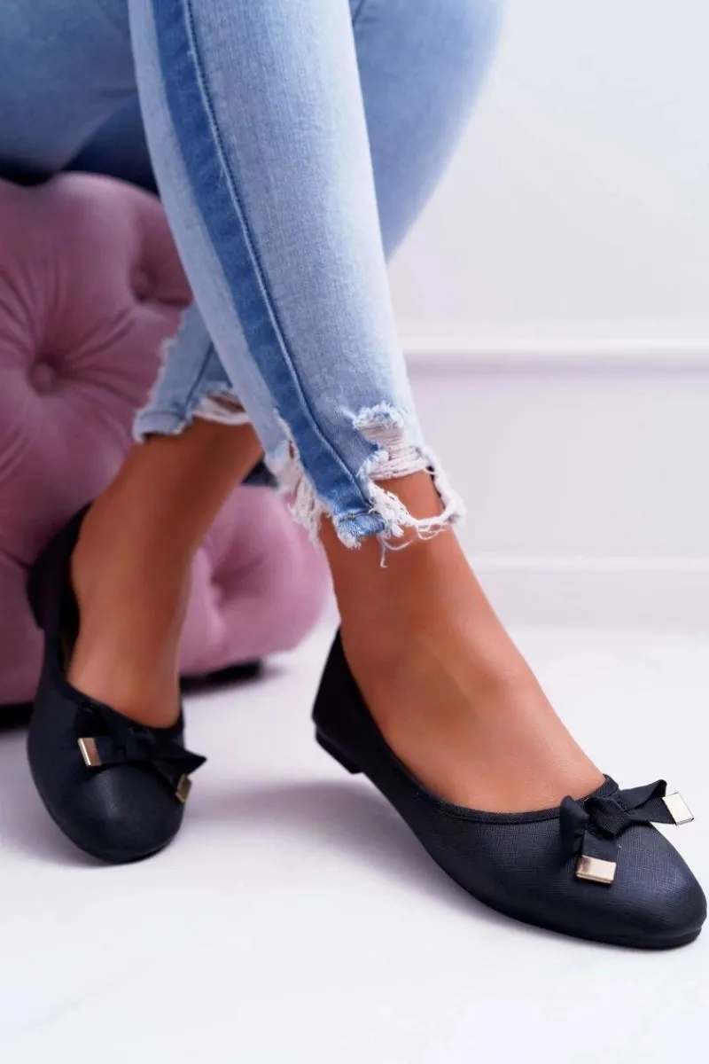 Baleriny Klasyczne>Boto Baleriny Damskie Eleganckie Czarne LaDonna