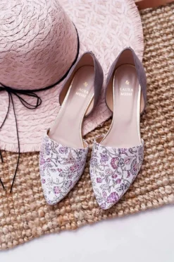 Discount Laura Messi Baleriny Damskie 1110 Skóra Ciemnoszare Augure