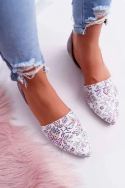 Discount Laura Messi Baleriny Damskie 1110 Skóra Ciemnoszare Augure