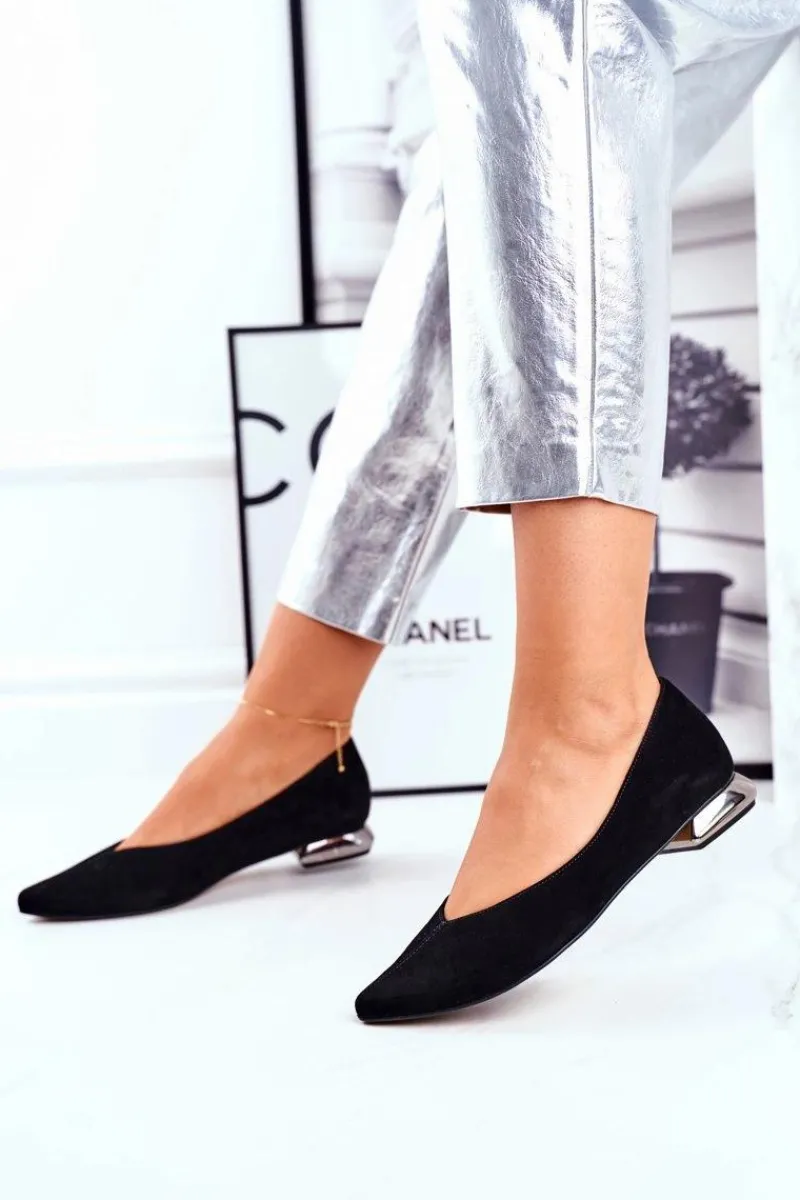 Baleriny Skórzane|Baleriny Klasyczne>Laura Messi Baleriny Damskie Skórzane Czarne 2149