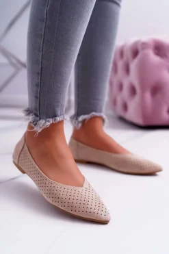 Online Baleriny Damskie Lu Boo Ażurowe Beżowe Dessert Damskie Baleriny Klasyczne