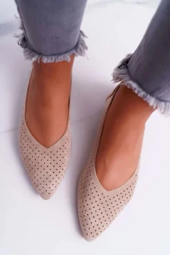 Online Baleriny Damskie Lu Boo Ażurowe Beżowe Dessert Damskie Baleriny Klasyczne