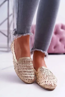 Online Boto Baleriny Damskie Lu Boo Plecione Złote 4Ever