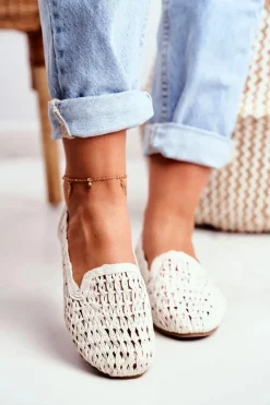 Online Baleriny Damskie Lu Boo Plecione Białe 4Ever Damskie Baleriny Klasyczne