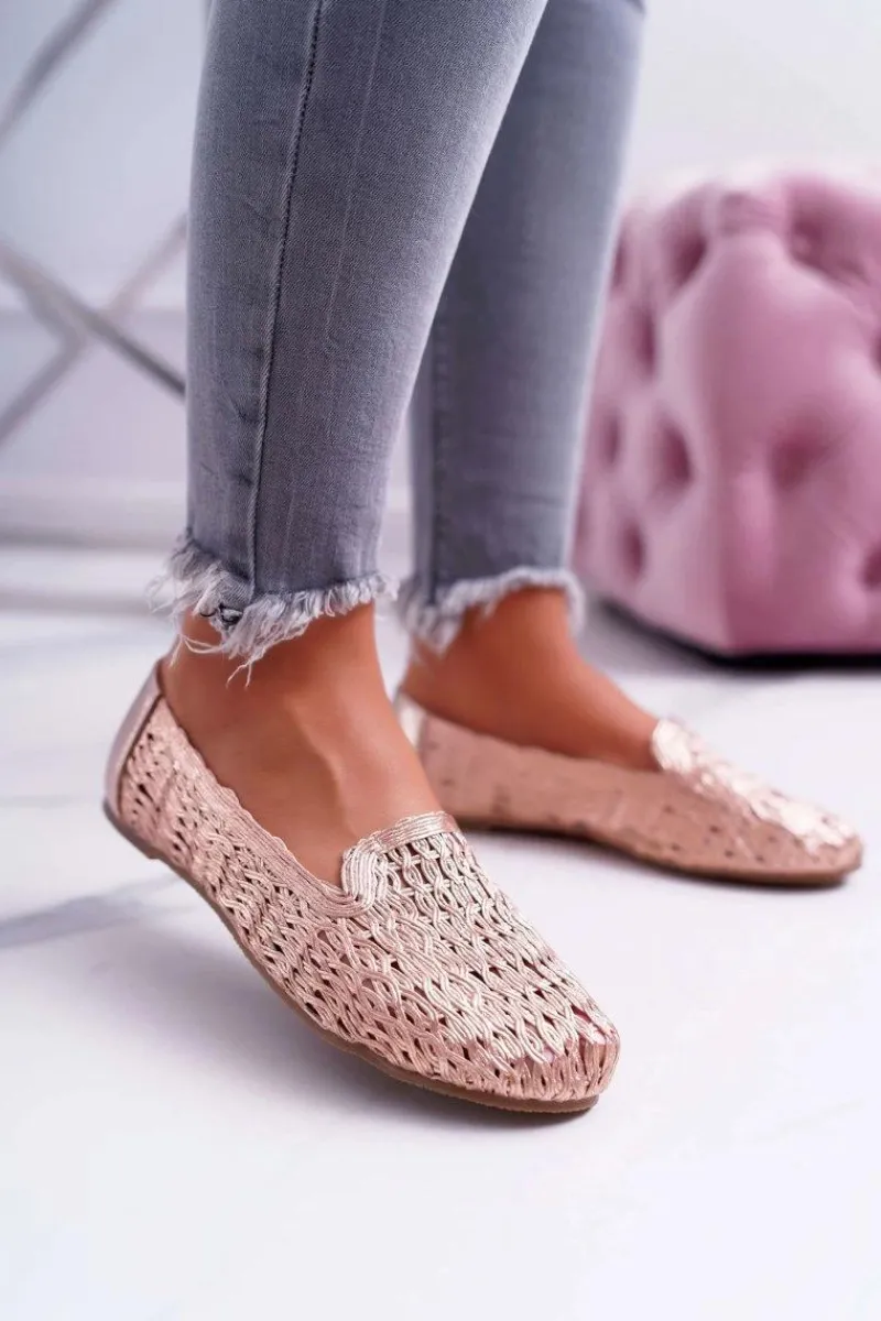 Online Boto Baleriny Damskie Lu Boo Plecione Różowe Złoto 4Ever