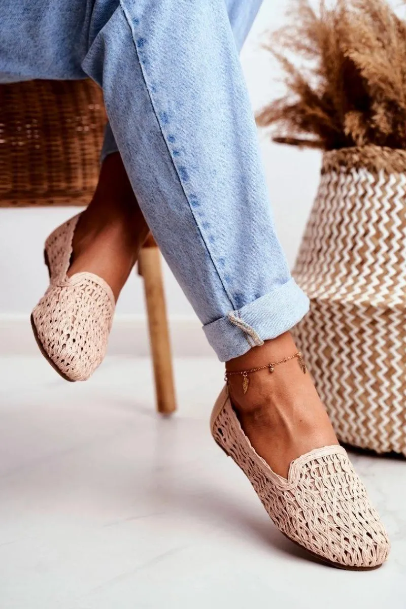 Baleriny Klasyczne>Boto Baleriny Damskie Lu Boo Plecione Beżowe 4Ever