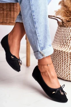 Baleriny Klasyczne>Boto Baleriny Damskie Lu Boo Zamszowe Czarne Layla