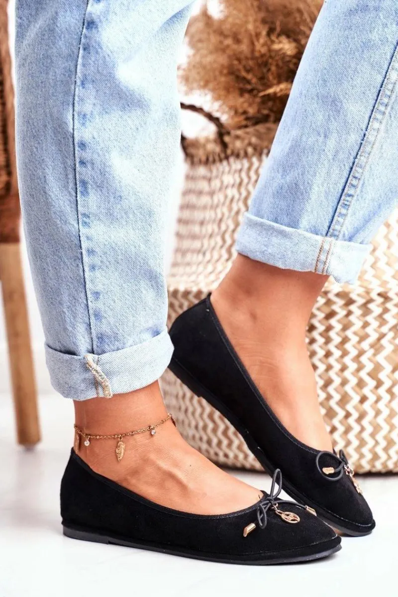 Baleriny Klasyczne>Boto Baleriny Damskie Lu Boo Zamszowe Czarne Layla