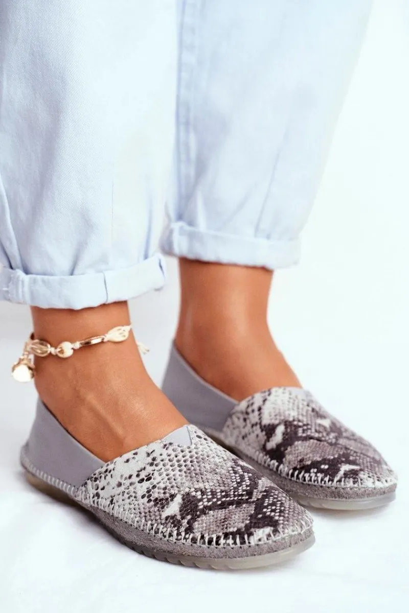 Baleriny Skórzane|Baleriny Klasyczne>Maciejka Baleriny Damskie Skórzane Szare 01930-66/00-0