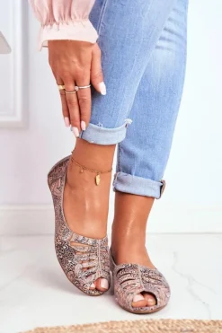 Baleriny Klasyczne|Baleriny Skórzane>Maciejka Baleriny Damskie Skórzane Brązowe we wzory 03497-21