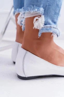 Discount Maciejka Baleriny Damskie Skórzane Odkryte Palce 03497-59