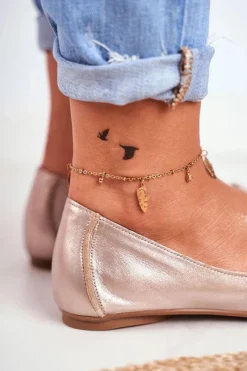 Discount Maciejka Baleriny Damskie Skórzane Złote 03497-25